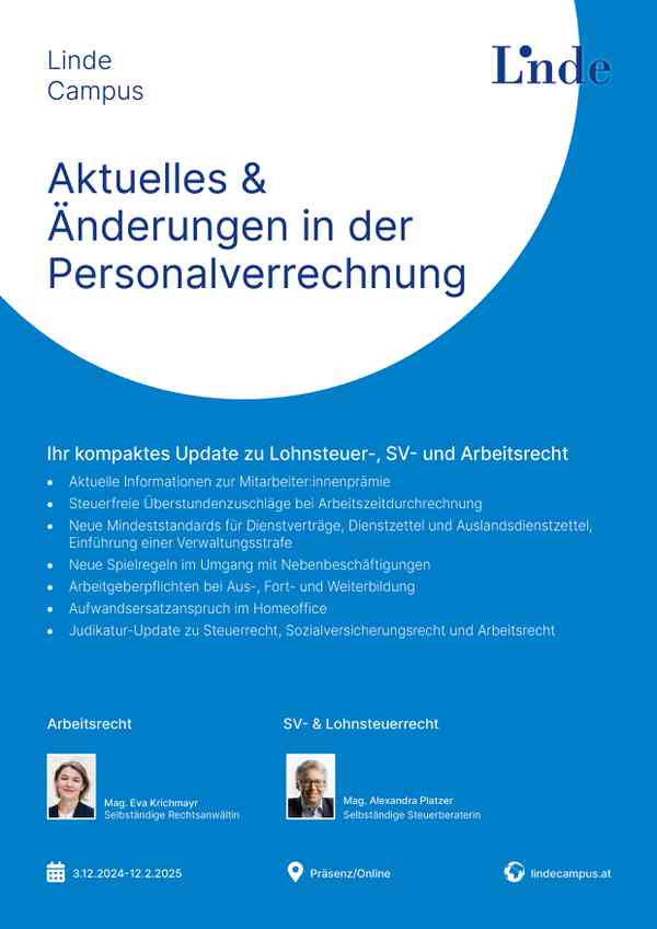 Personalverrechnung Änderungen